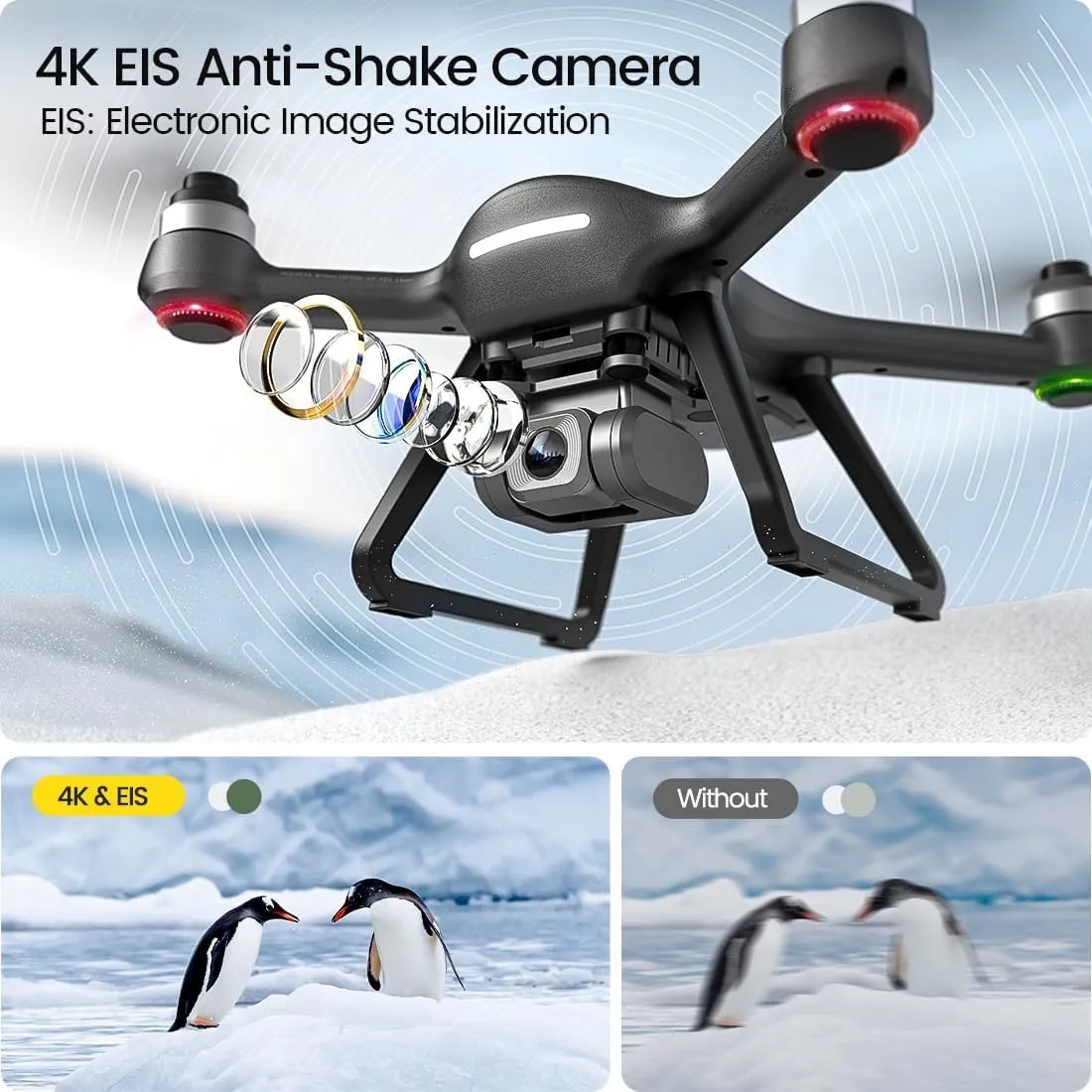 Drone with Camera for Adults 4K EIS, GPS RC Quadcopter FPV Drone with 5G WiFi Transmission, Brushless Motors, Auto Return, Follow Me, Carrying Case