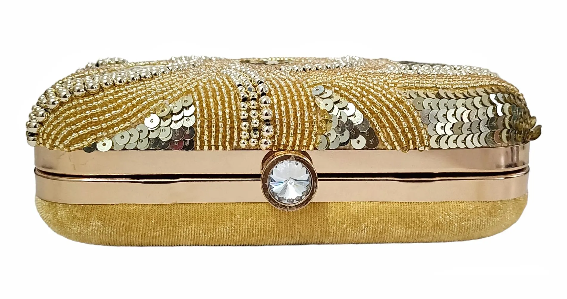 DUCHESS Women's Girl's Pearl Beaded Golden Box Clutch for Wedding