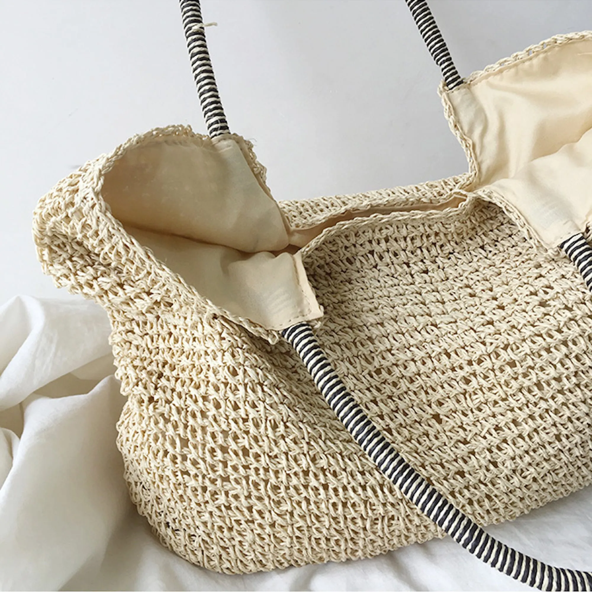 Elena Handbags Beach Straw Woven Tote Bag