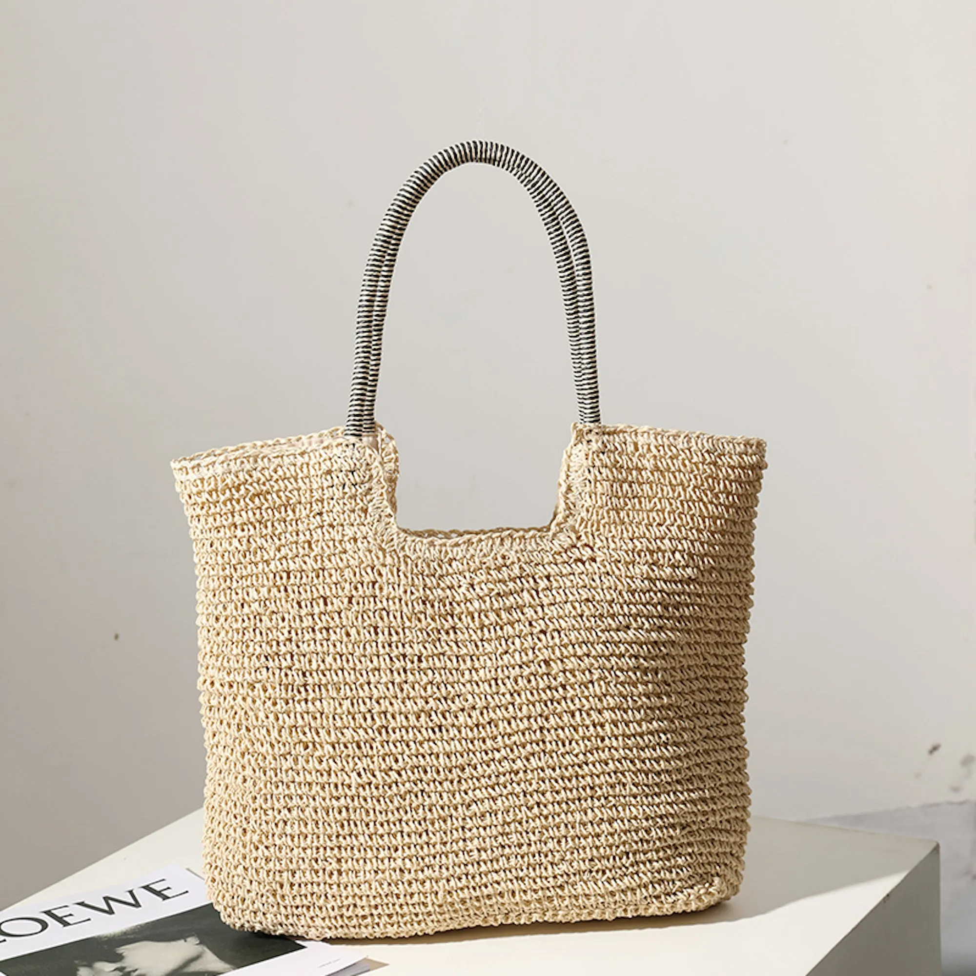 Elena Handbags Beach Straw Woven Tote Bag