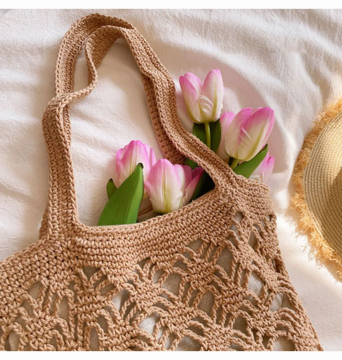 Elena Handbags Cotton Crochet Bucket Bag