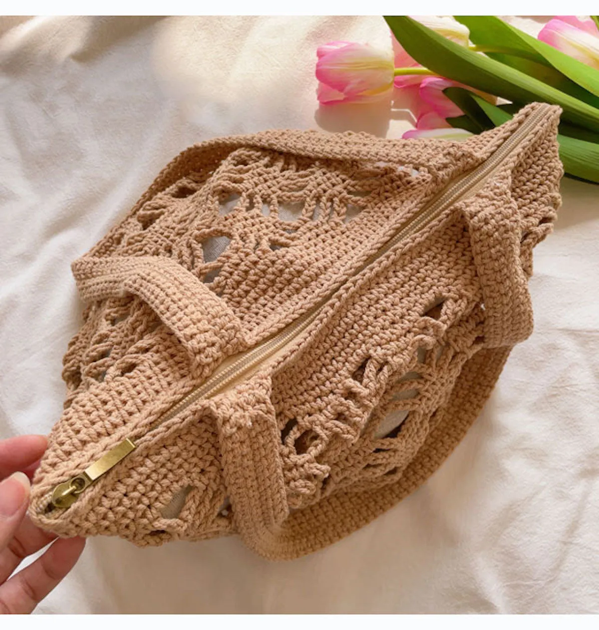 Elena Handbags Cotton Crochet Bucket Bag