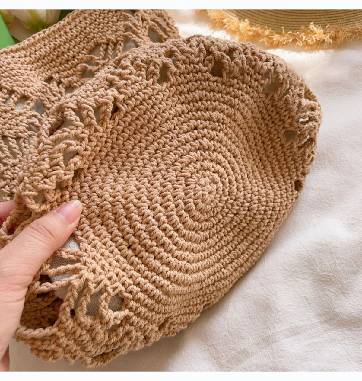 Elena Handbags Cotton Crochet Bucket Bag