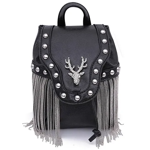 Embellished Stag Tassel Crossbody Bag