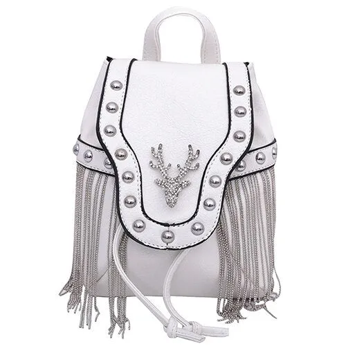 Embellished Stag Tassel Crossbody Bag