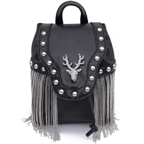 Embellished Stag Tassel Crossbody Bag