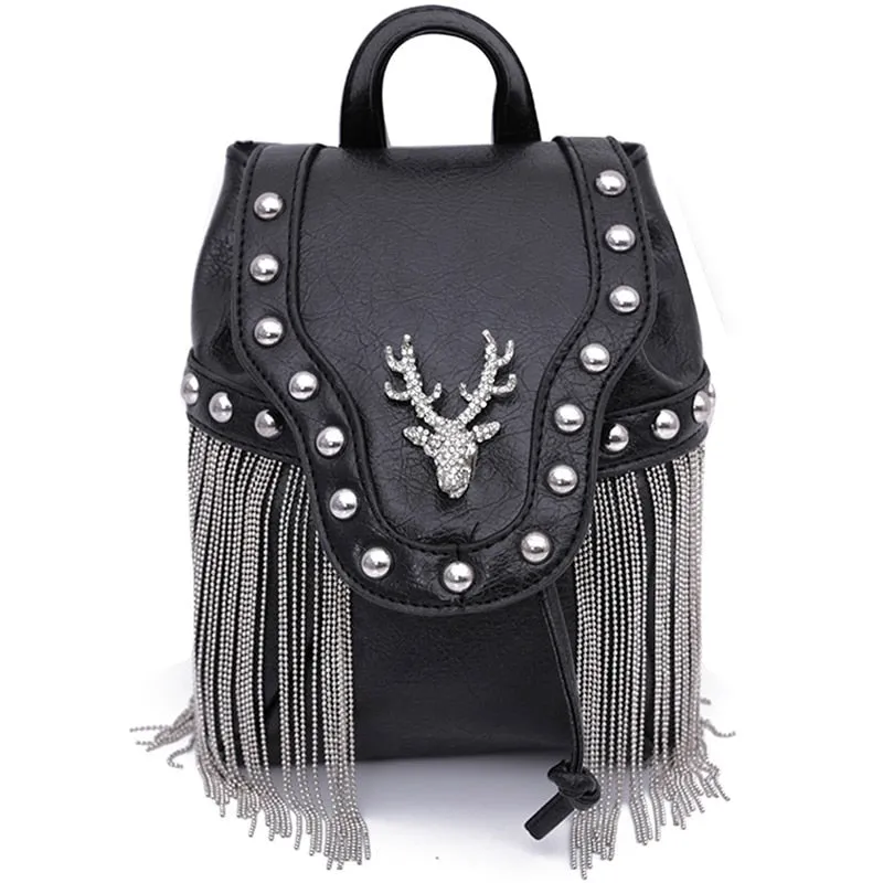 Embellished Stag Tassel Crossbody Bag