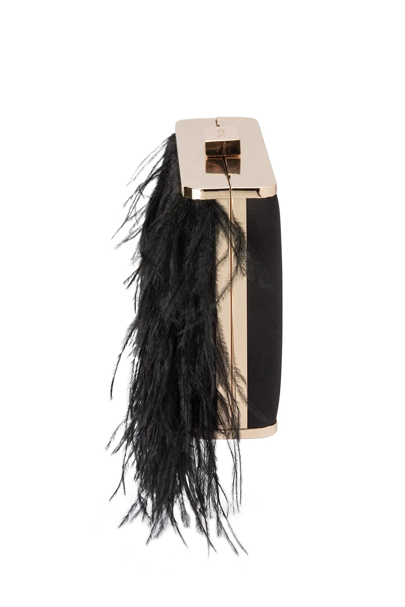 Estelle Black Feather Clutch