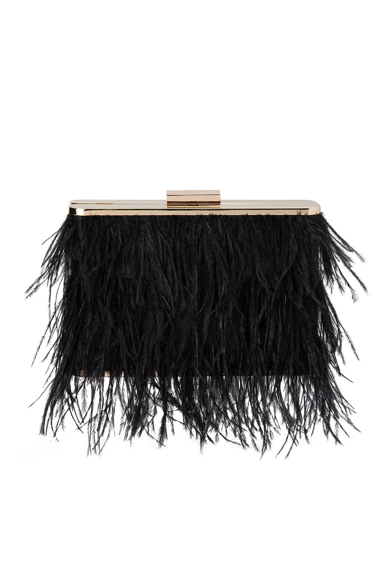 Estelle Black Feather Clutch