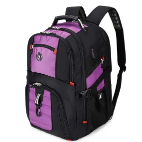 Extra Large 50L Travel Laptop Backpack with USB Charging Port Fit 17 Inch Laptops | Purple