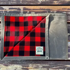 Extra Large Heavy Weight Waxed Canvas and Buffalo Plaid Wool Lined Bushcraft Ground Cloth