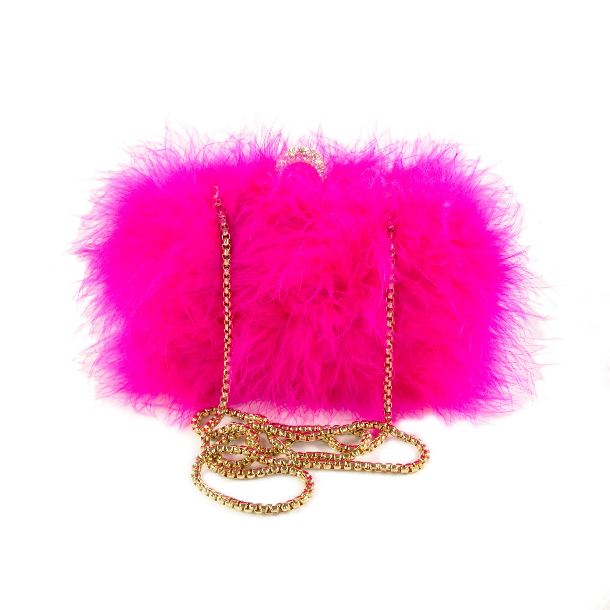 Fancy Furry Boa Feather Evening Clutch