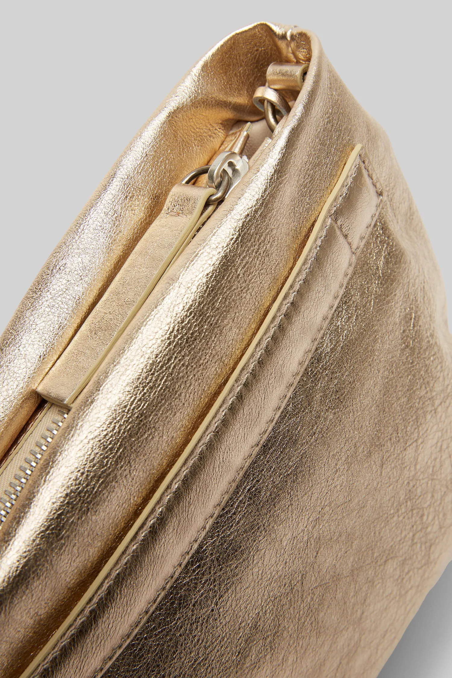 Fantasmino Leather Clutch Bag in Platinum Foil