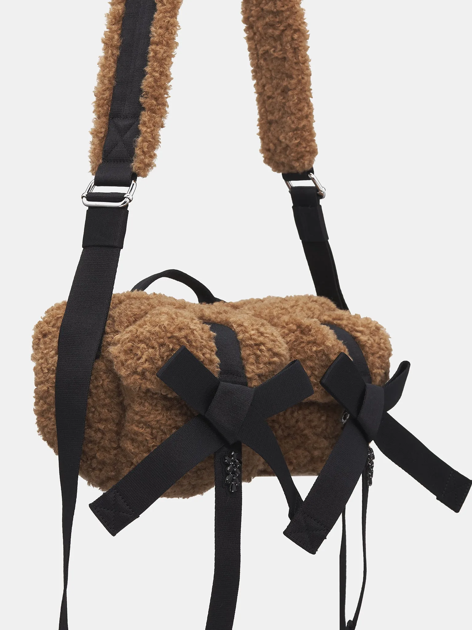 Faux Fur Classic Bow Crossbody (BAG149B-M-0793-BROWN-JET)