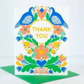 folk art thank you card, colorful thank you card