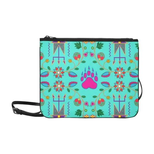 Geometric Floral Fall-Sky Slim Clutch Bag