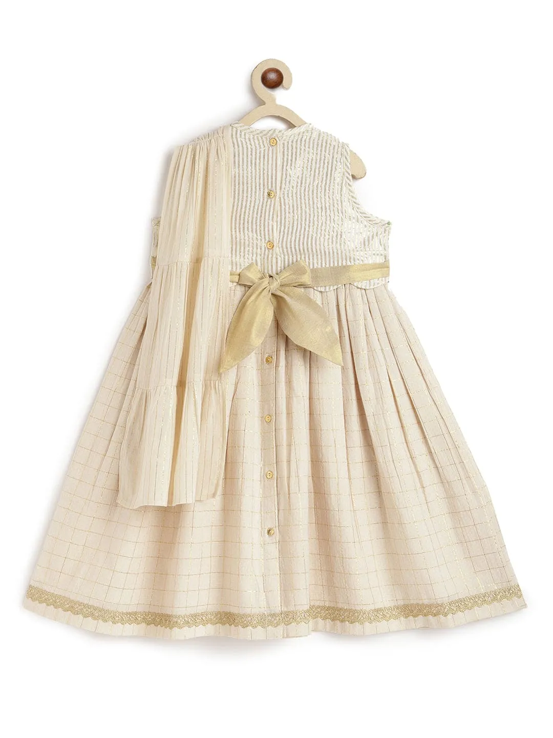 Girl Golden Hour PATTU PAVDAI SET-Cream