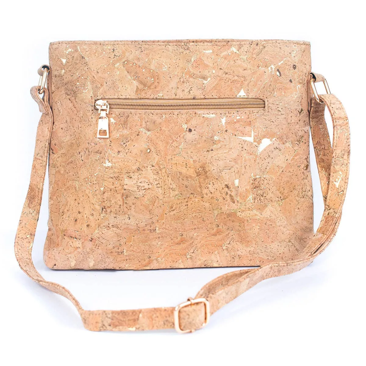 Golden cork fabric zipper handbag crossbody lady bag BAG-2279