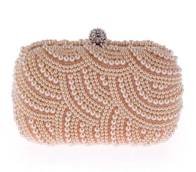 Hand Made Luxury Pearl Clutch Bag Diamond Chain for Party Wedding