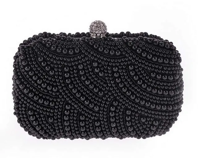 Hand Made Luxury Pearl Clutch Bag Diamond Chain for Party Wedding