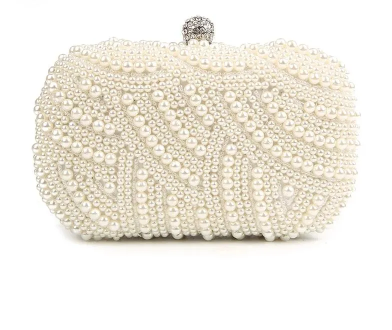 Hand Made Luxury Pearl Clutch Bag Diamond Chain for Party Wedding