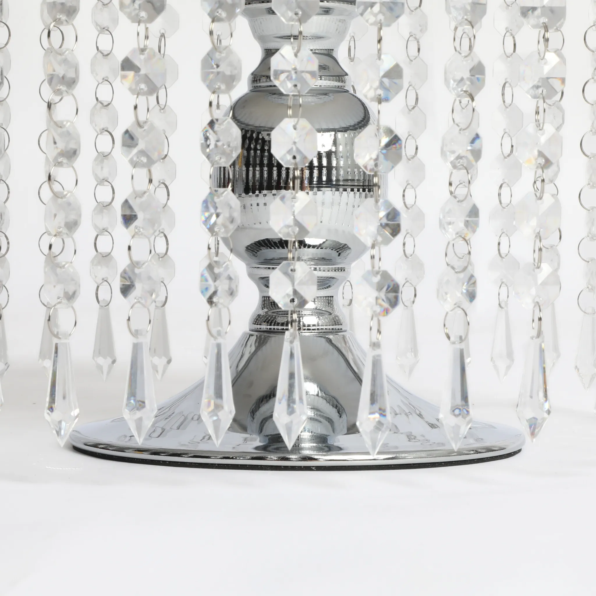 Hanging Crystal Cake Stand Pedestal Riser 12" Round - Silver