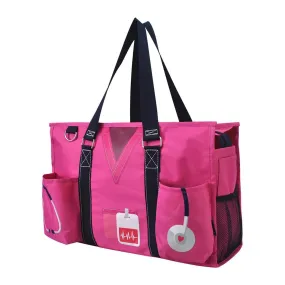 Hot Pink Nurse Life NGIL Zippered Caddy Organizer Tote Bag