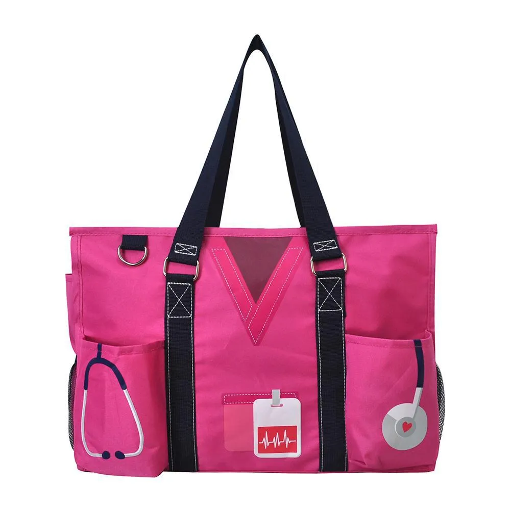 Hot Pink Nurse Life NGIL Zippered Caddy Organizer Tote Bag