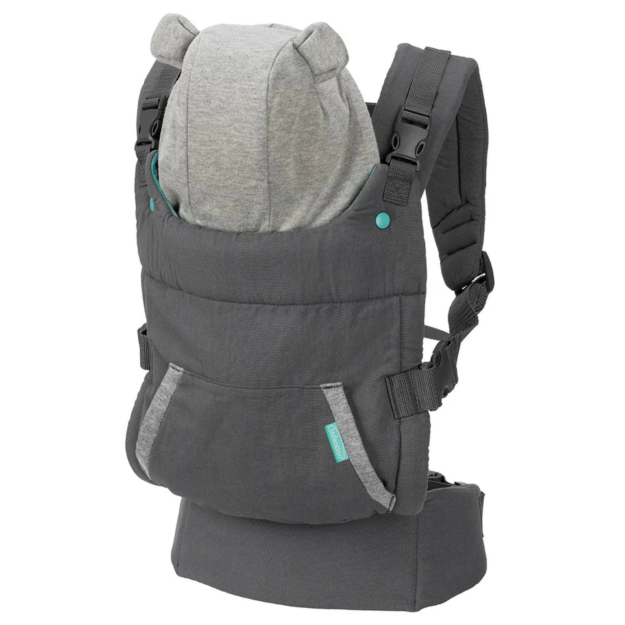 Infantino Cuddle Up Ergonomic Hoddie 2-way Carrier™ Grey Birth to 36 Months - Open Box