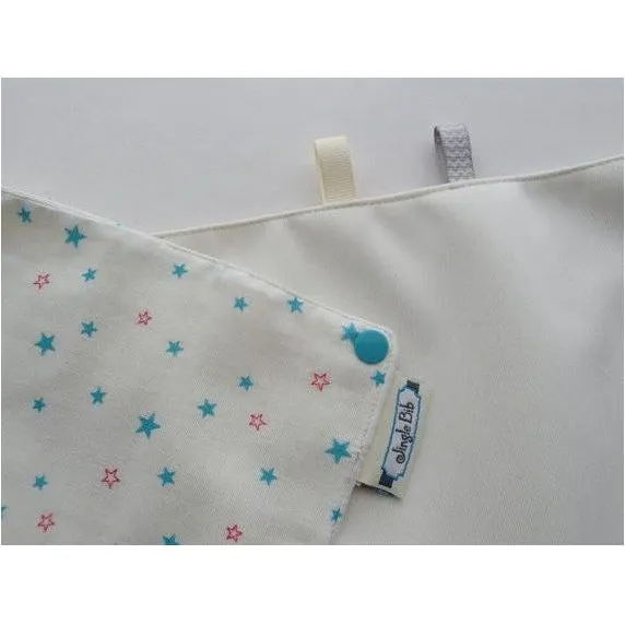 Jinglebib Drool Pad - White Teal Stars