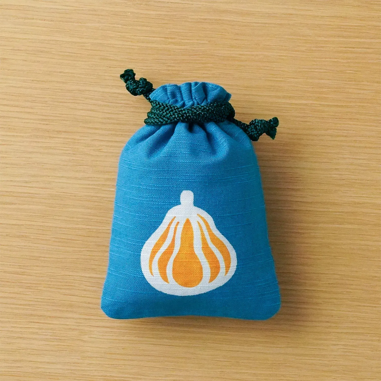 Katazome Small Talisman Bag - Pumpkin -,  Drawstring Pouch,  Japanese traditional craft bag