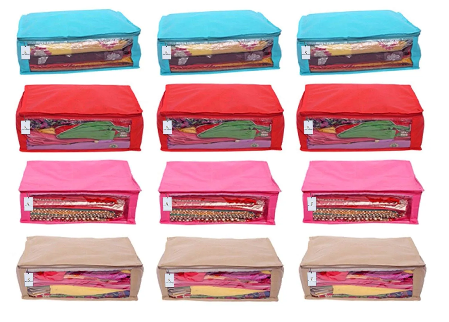 Kuber Industries 12 Piece Non Woven Saree Cover Set