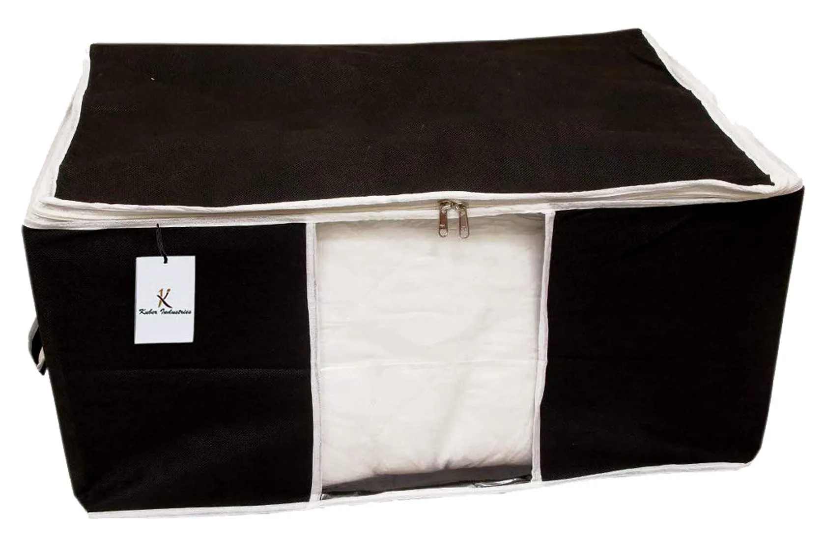 Kuber Industries 12 Piece Non Woven Underbed Storage Bag, Storage Organiser, Blanket Cover with Transparent Window, Extra Large, Maroon & Black CTKTC134531