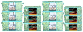 Kuber Industries Metallic Printed Non Woven 6 Pieces Saree Cover and 6 Pieces Underbed Storage Bag, Cloth Organizer for Storage, Blanket Cover Combo Set (Green) -CTKTC38534