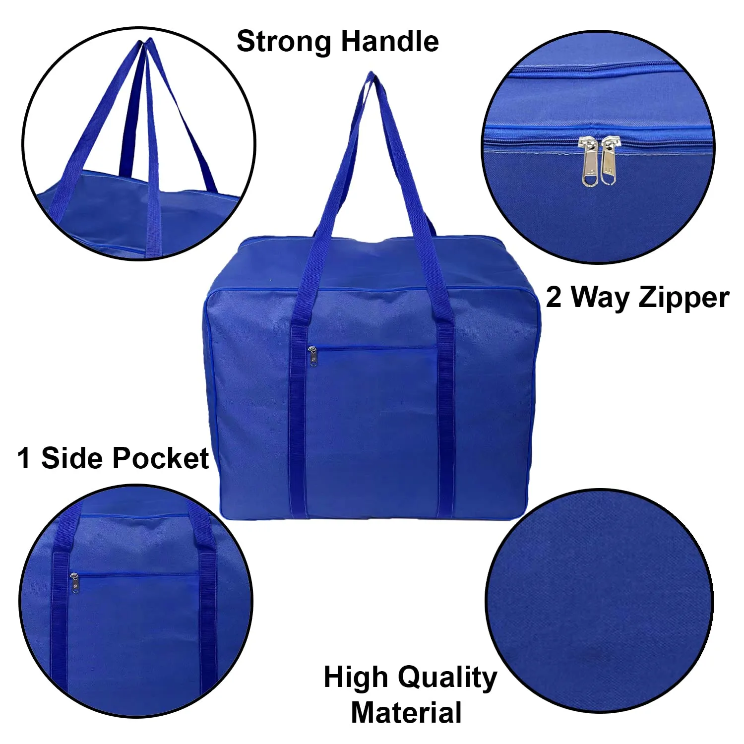 Kuber Industries Moisture Proof Wardrobe Organizer Storage Bag For Clothes With Zipper Closure and Handle (Blue)-HS43KUBMART26637, L