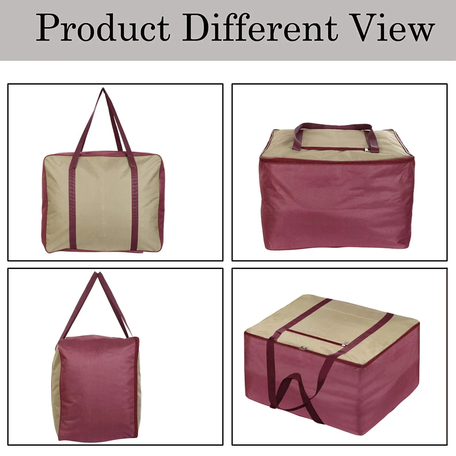 Kuber Industries Moisture Proof Wardrobe Organizer Storage Bag For Clothes With Zipper Closure and Handle- Pack of 2 (Brown & Maroon)-HS43KUBMART26667