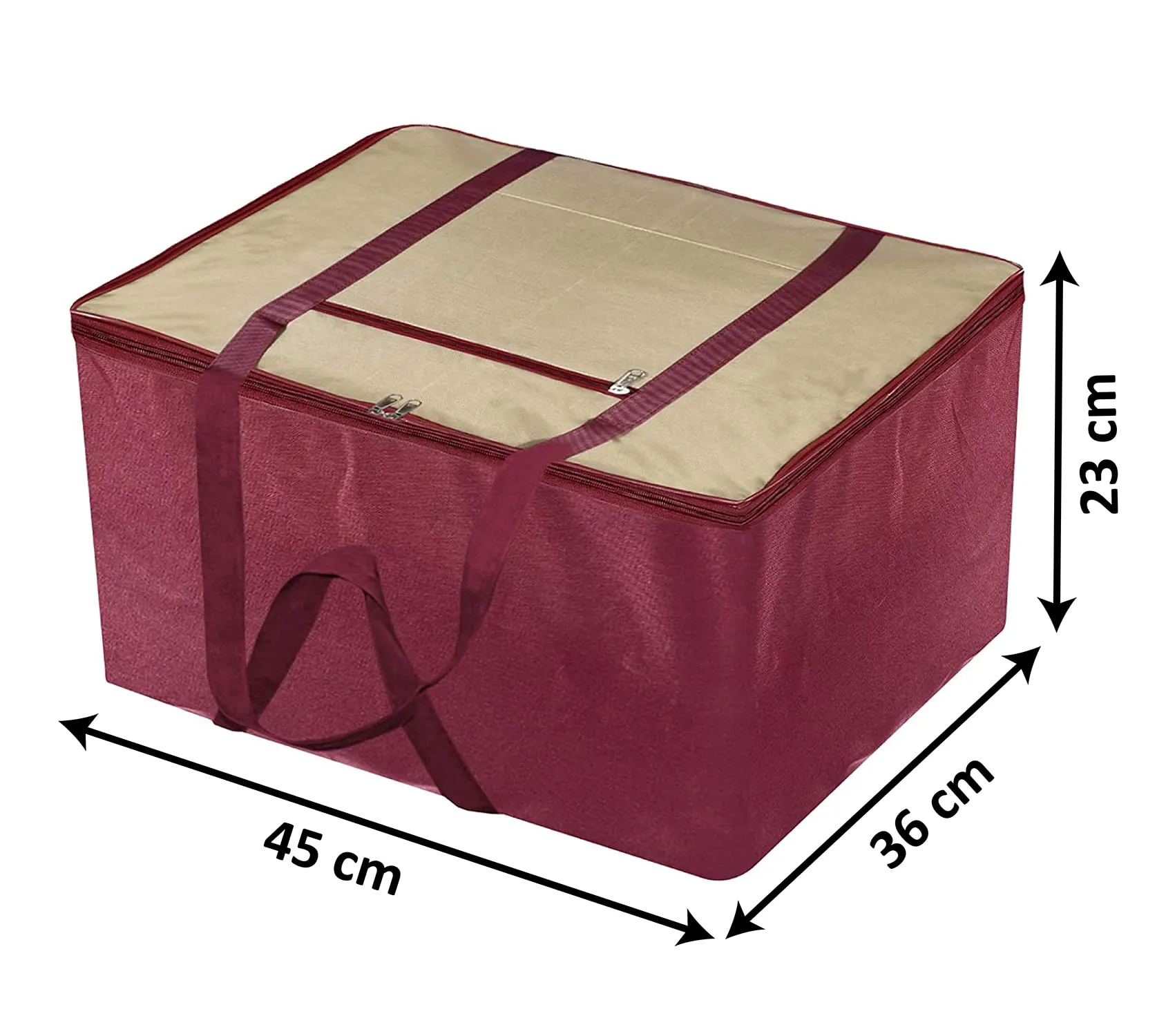 Kuber Industries Moisture Proof Wardrobe Organizer Storage Bag For Clothes With Zipper Closure and Handle- Pack of 2 (Brown & Maroon)-HS43KUBMART26667