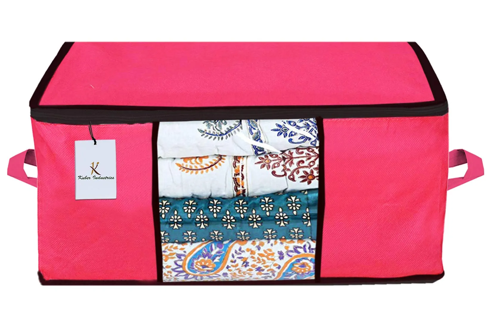 Kuber Industries Underbed Storage Bag, Storage Organiser, Blanket Cover Set of 3 - Pink,Royal Blue,Dark Brown Extra Large Size-CTKTC23839