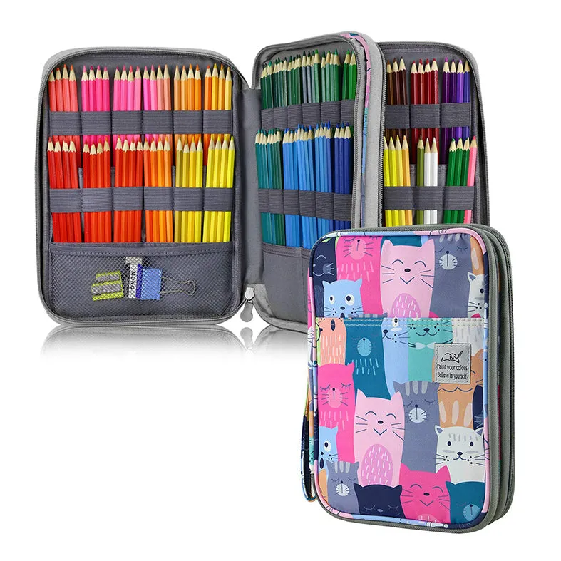 Large Capacity 96 / 192 Slots Multi-Layers Zipper Pen Organizer Bag for Artist