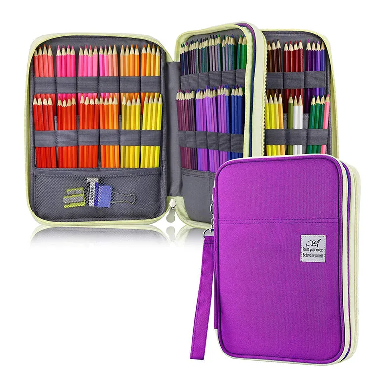 Large Capacity 96 / 192 Slots Multi-Layers Zipper Pen Organizer Bag for Artist