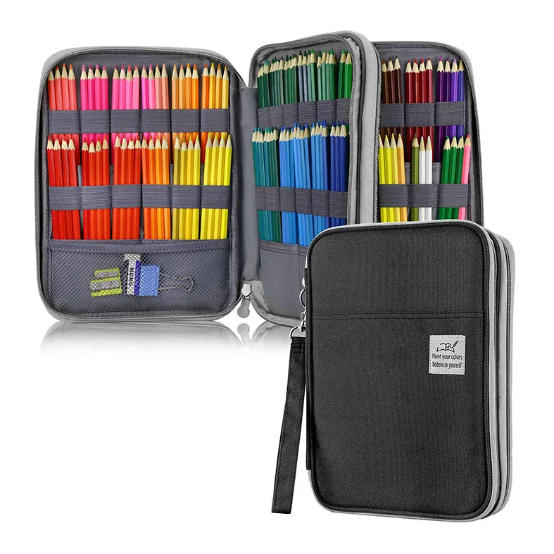 Large Capacity 96 / 192 Slots Multi-Layers Zipper Pen Organizer Bag for Artist