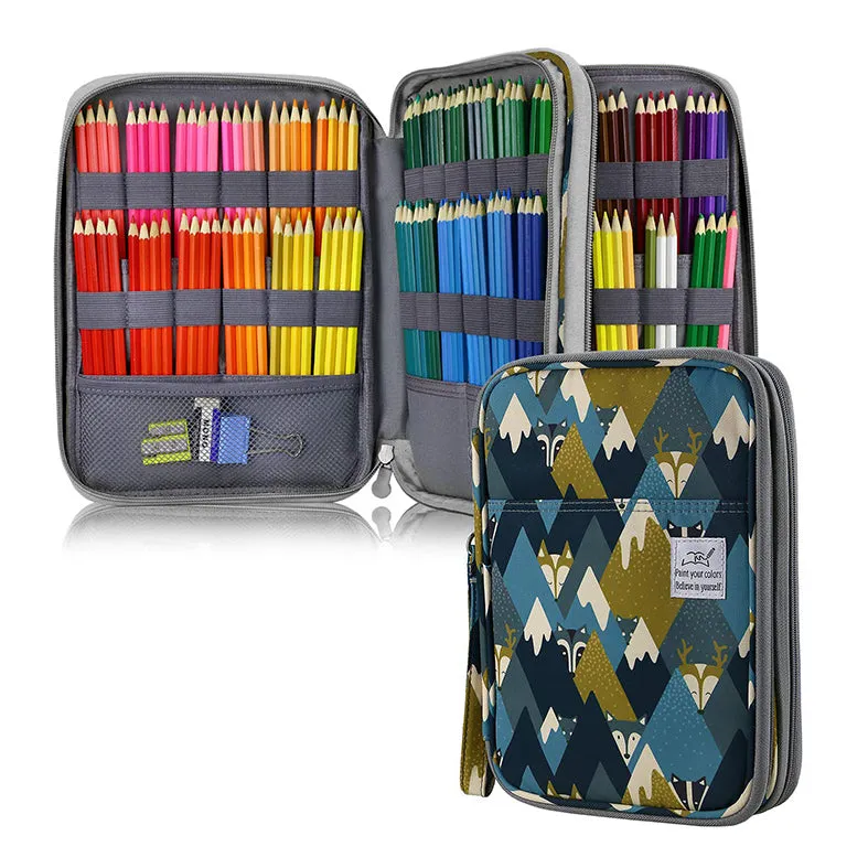 Large Capacity 96 / 192 Slots Multi-Layers Zipper Pen Organizer Bag for Artist