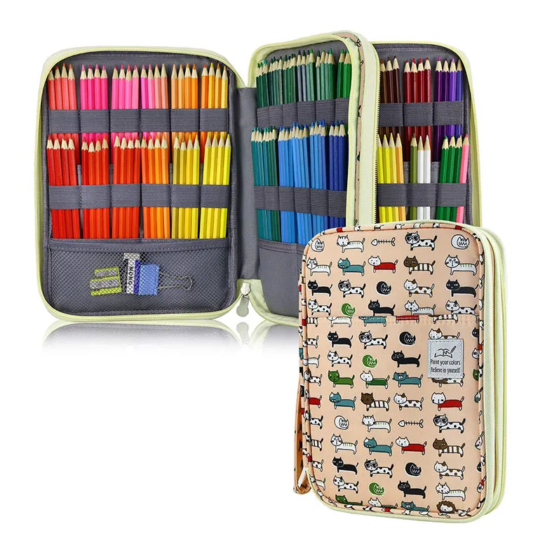 Large Capacity 96 / 192 Slots Multi-Layers Zipper Pen Organizer Bag for Artist