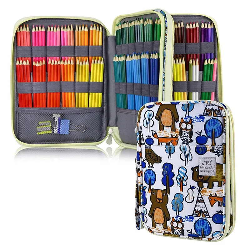 Large Capacity 96 / 192 Slots Multi-Layers Zipper Pen Organizer Bag for Artist