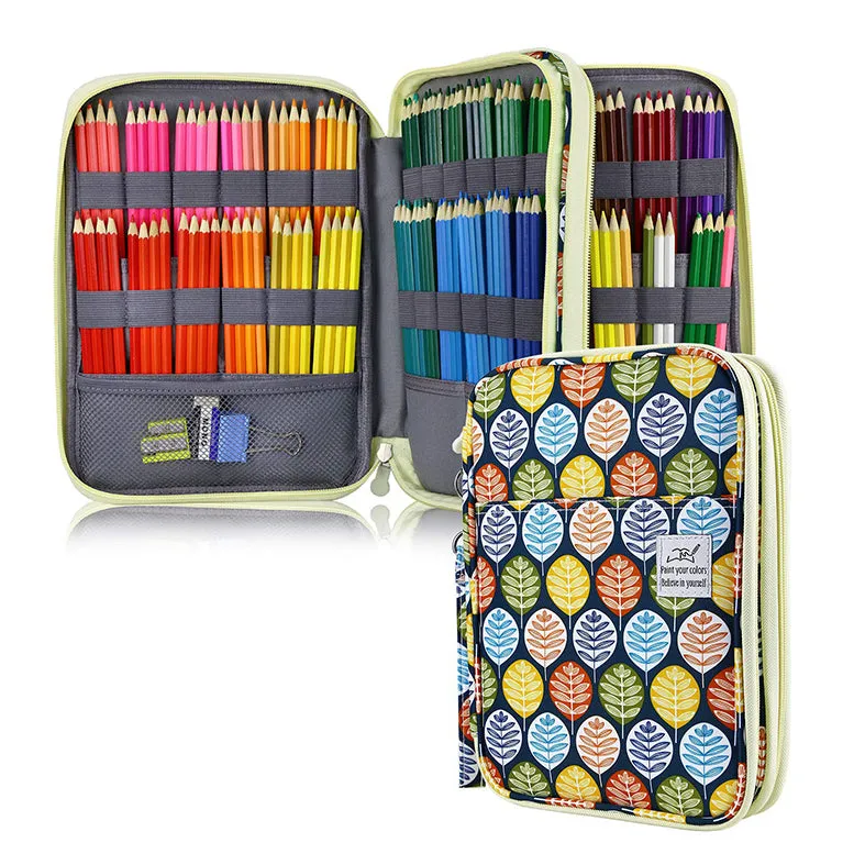 Large Capacity 96 / 192 Slots Multi-Layers Zipper Pen Organizer Bag for Artist