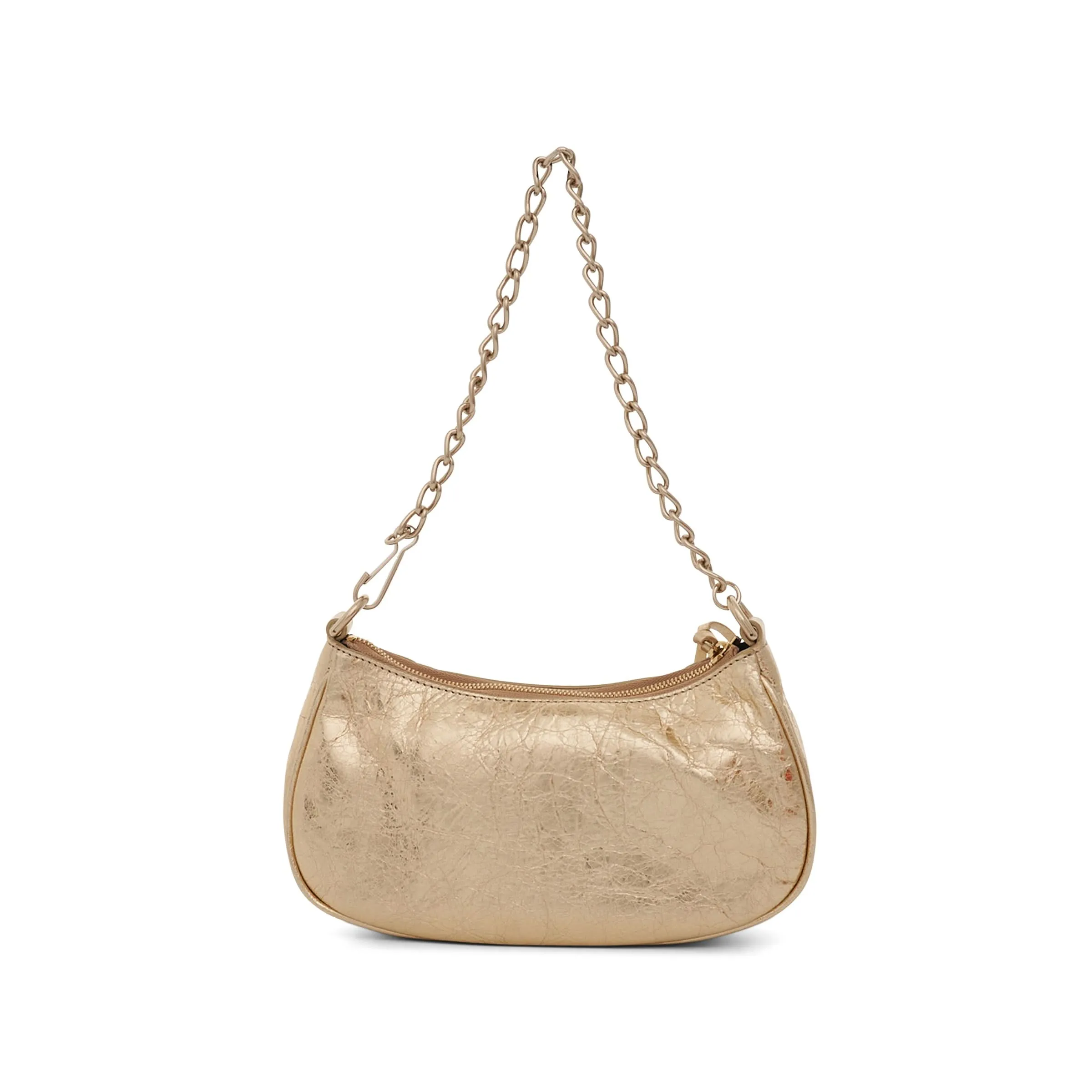 Le Cagole Mini Bag with Chain Metallised with Rhinestones in Light Gold