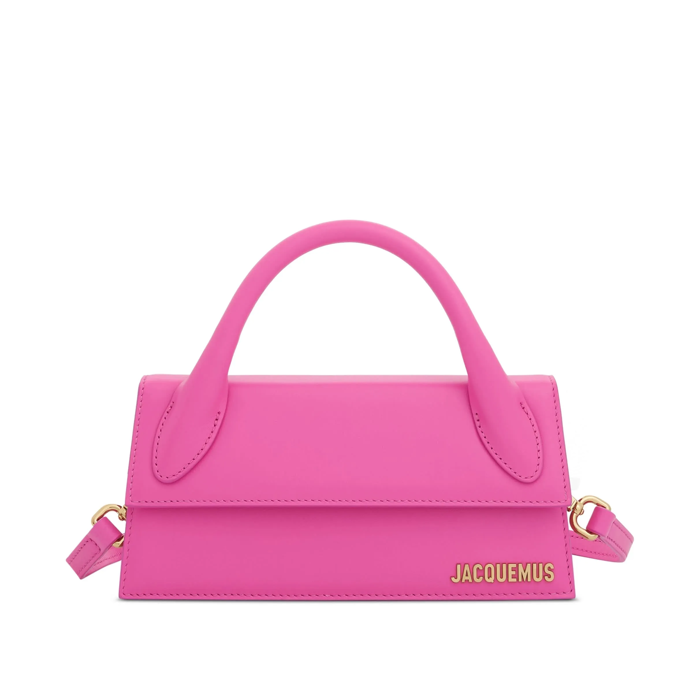 Le Chiquito Long Leather Bag in Neon Pink