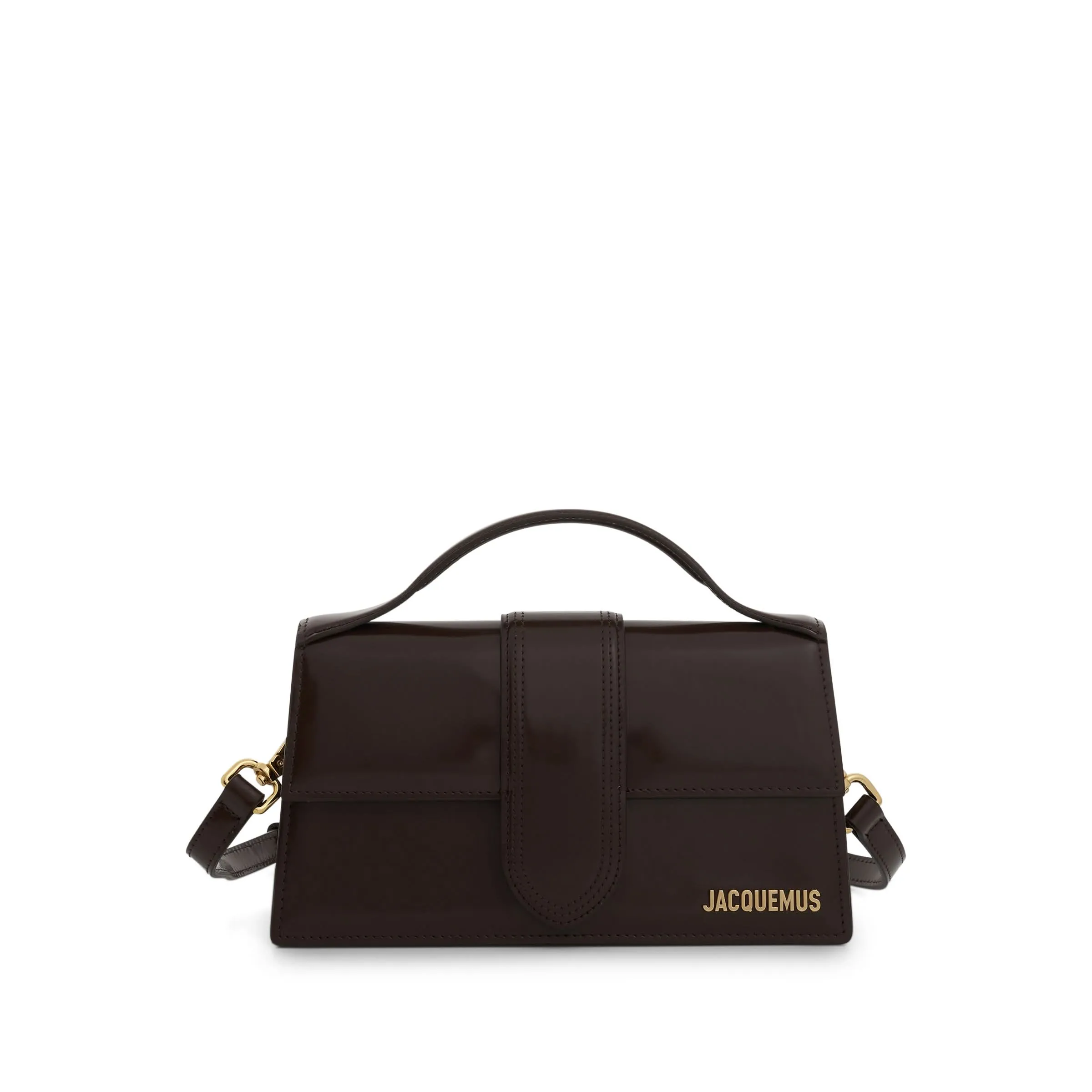 Le Grand Bambino Patent Leather Bag in Midnight Brown