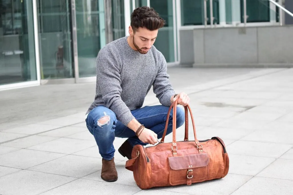 Leather Gym Duffel Bag