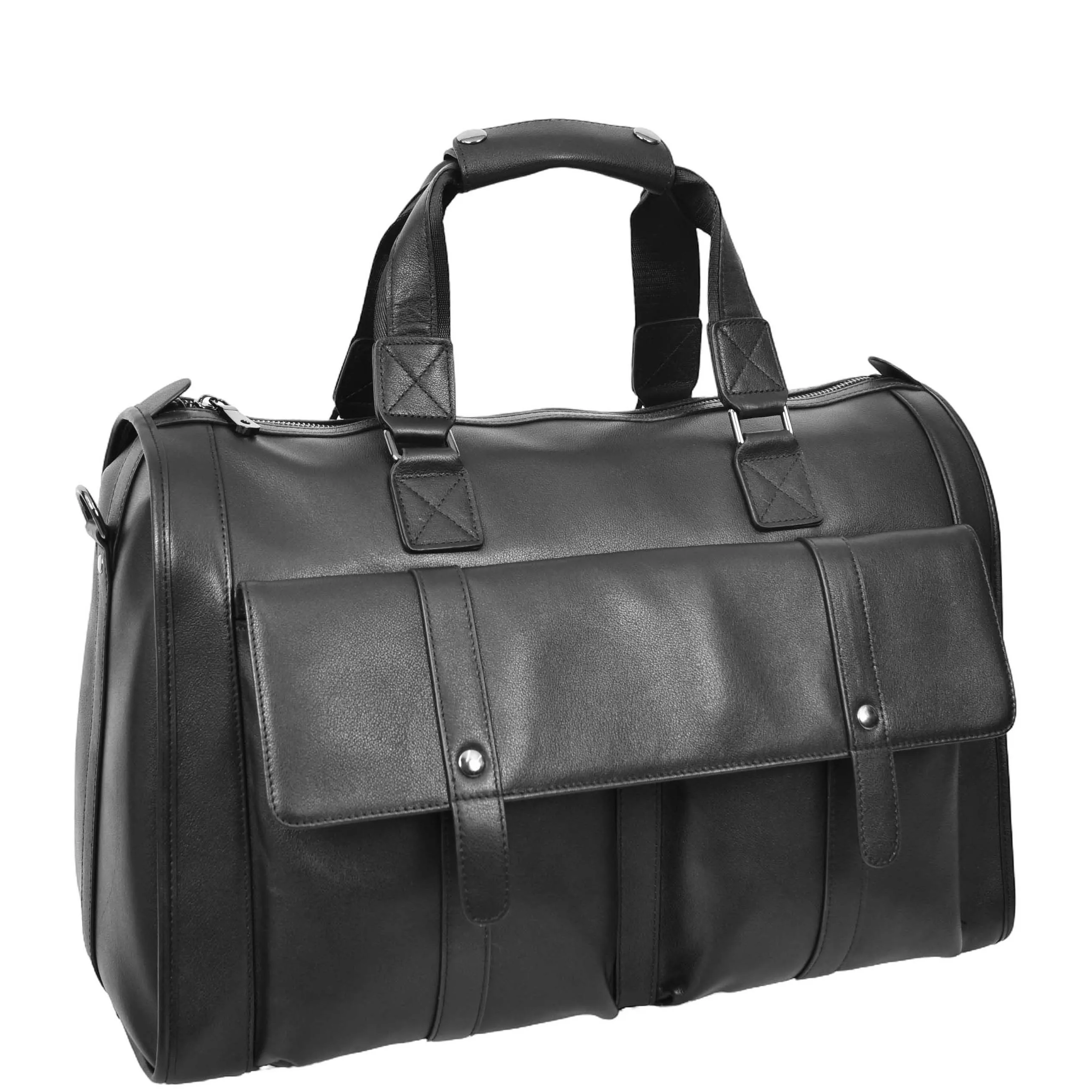 Leather Holdall Large Size Weekend Bag Wellington Black